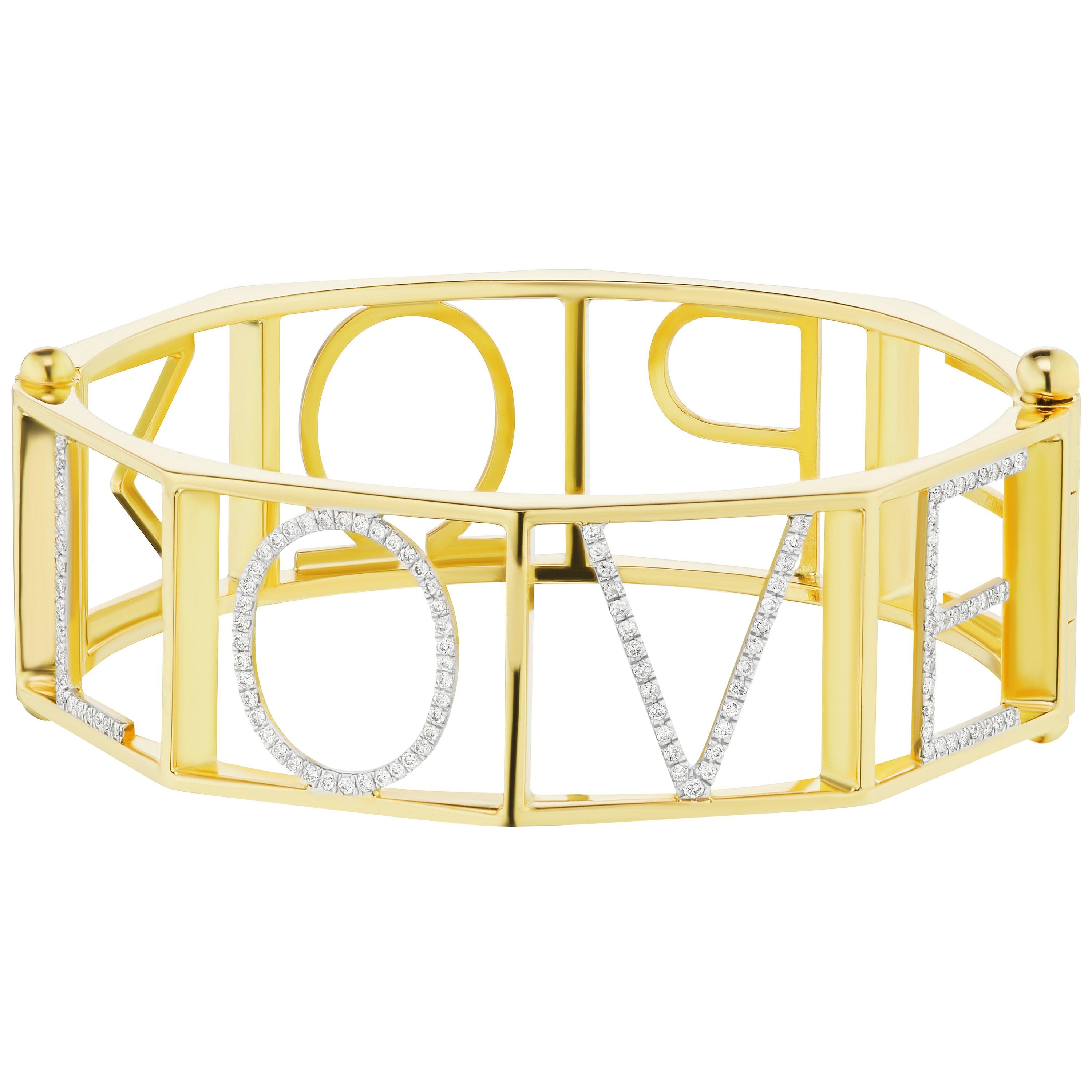 Hephaestus Bracelet 18 Karat Yellow Gold with 0.51 Carat Diamonds For Sale