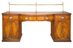 Hepplewhite Bowfront Mahogany Sideboard with Brass Gallery