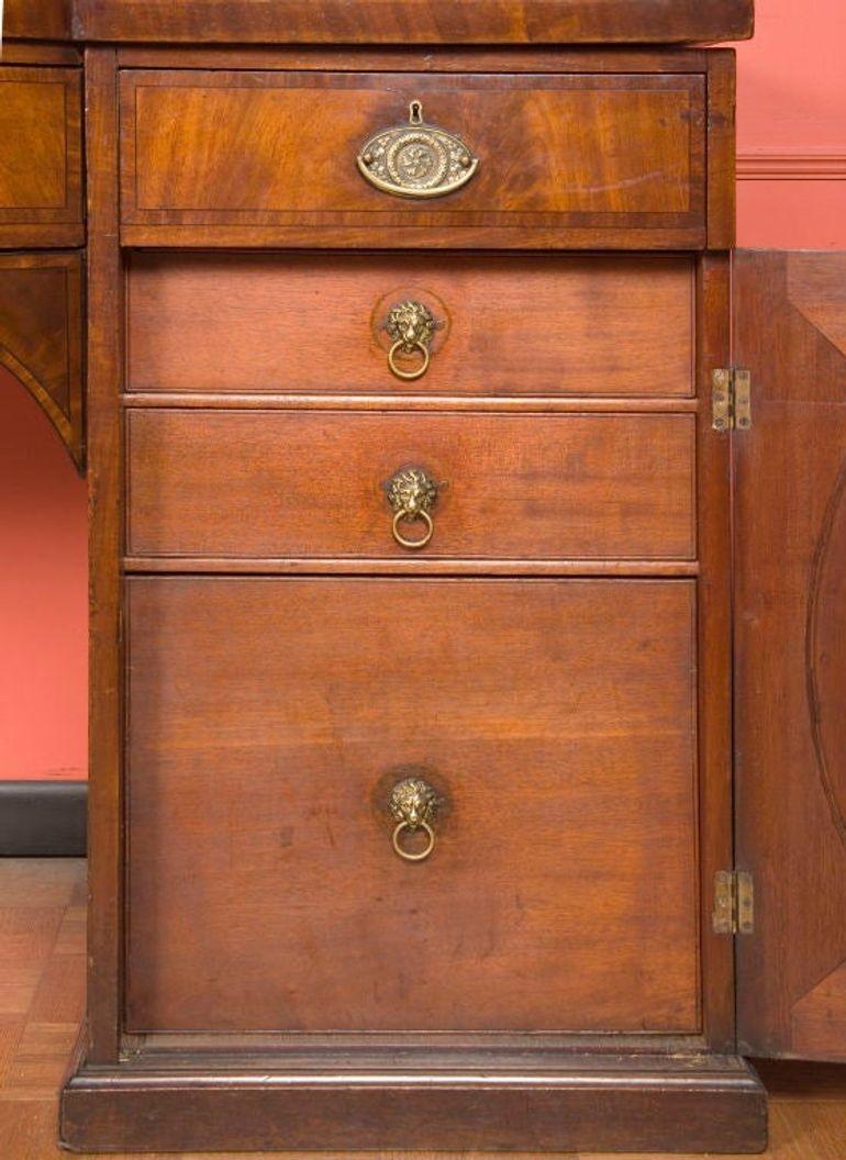 Hepplewhite Bowfront Mahogany Sideboard with Brass Gallery In Excellent Condition For Sale In Long Island City, NY