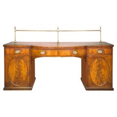 Hepplewhite Bowfront Mahogany Sideboard with Brass Gallery