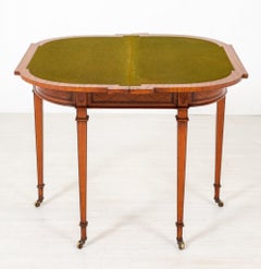 Hepplewhite Card Table, Antique Satinwood Games Tables, 1880