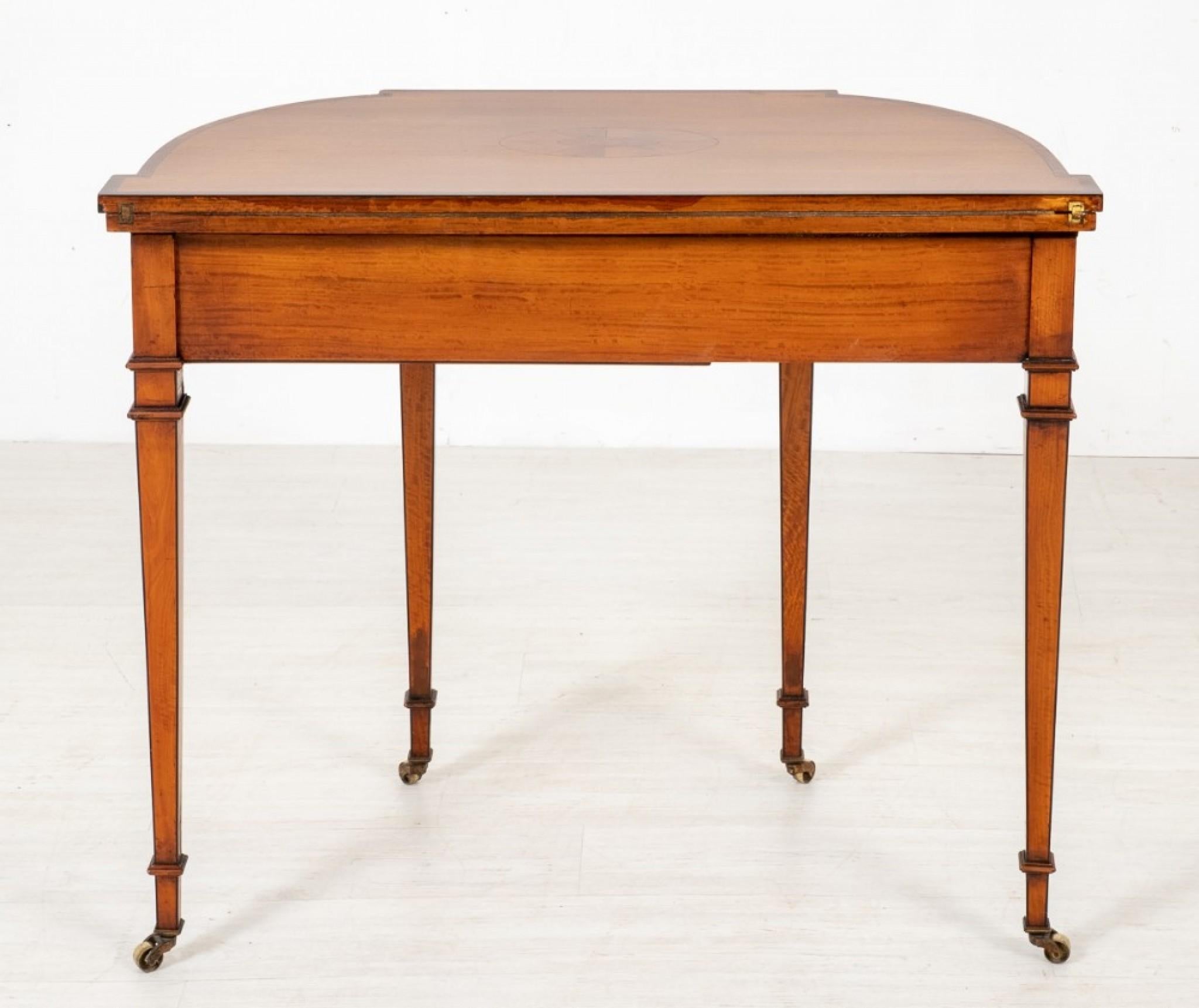 Fin du XIXe siècle Table à cartes Hepplewhite - Tables de jeu anciennes en bois de citronnier, 1880 en vente