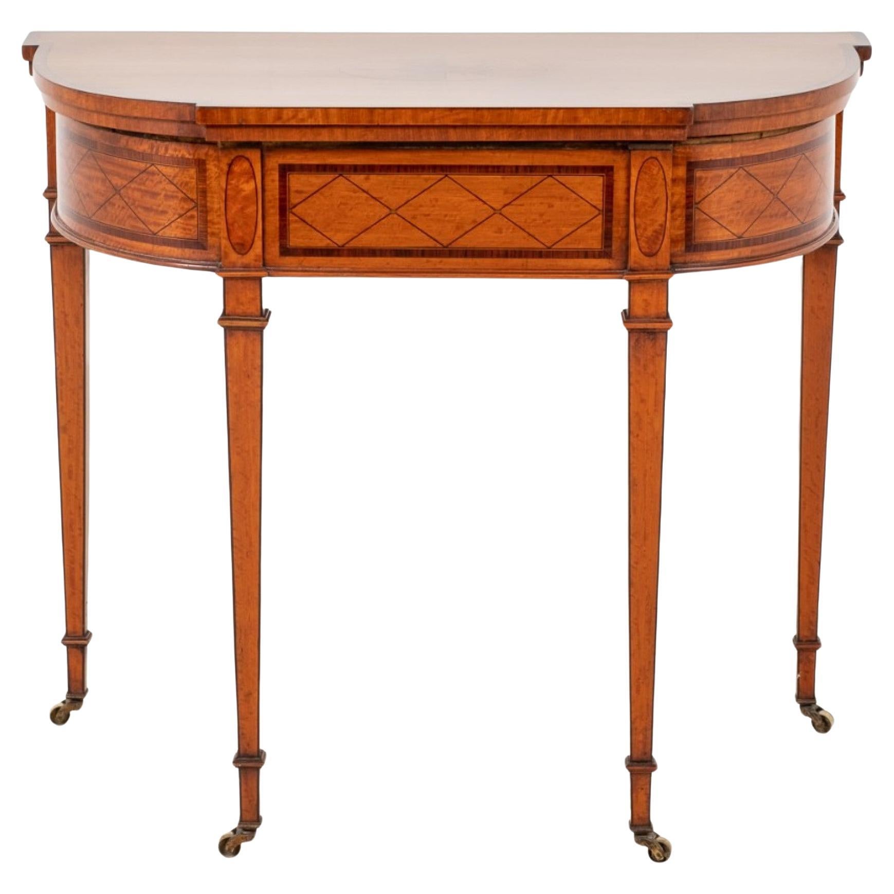 Hepplewhite Card Table, Antique Satinwood Games Tables, 1880