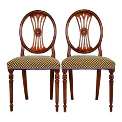 Hepplewhite Carved Mahogany Side Chairs or Dining Chairs by Bevan Funnell, Pair