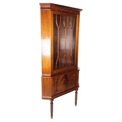 Hepplewhite Corner Cabinet of Mahogany with Glass Door, 1920s