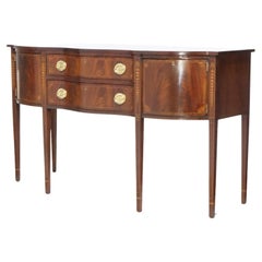 Hepplewhite Council Craftsmen Serpentine Inlaid Mahogany Sideboard 20th C