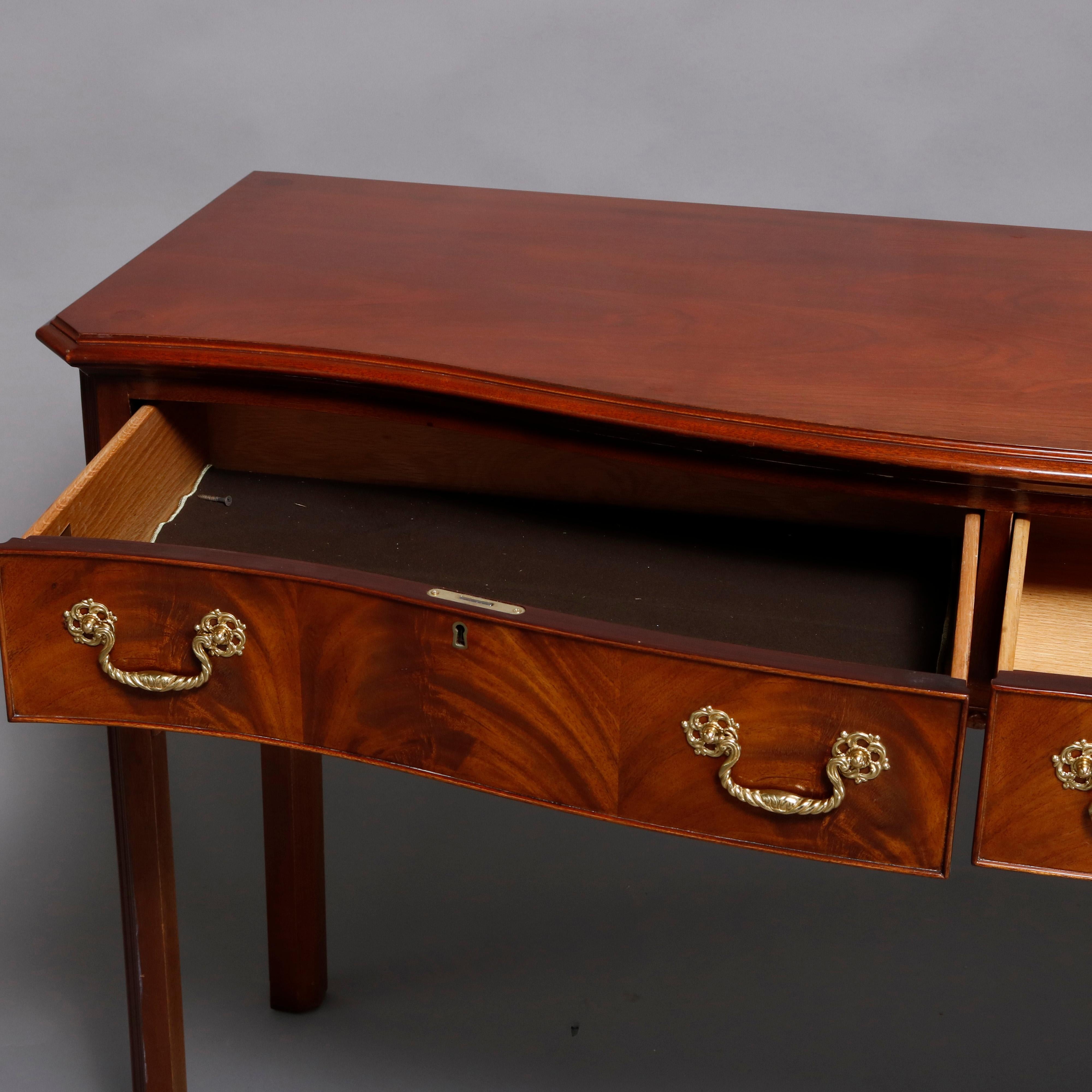 Hepplewhite Councill Craftsmen Flame Mahogany Serpentine 2-Drawer Server In Good Condition In Big Flats, NY