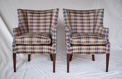 Hepplewhite Curved Wingback Chairs, Pair