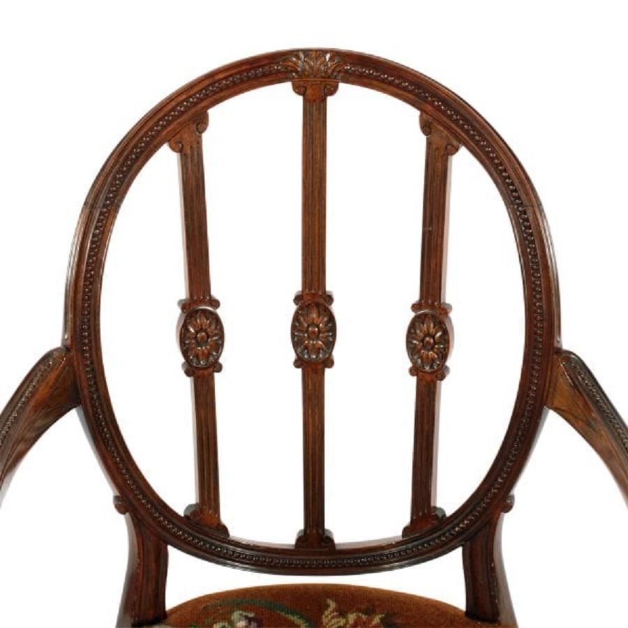 European Hepplewhite Design Mahogany Elbow Chair, 19th Century For Sale