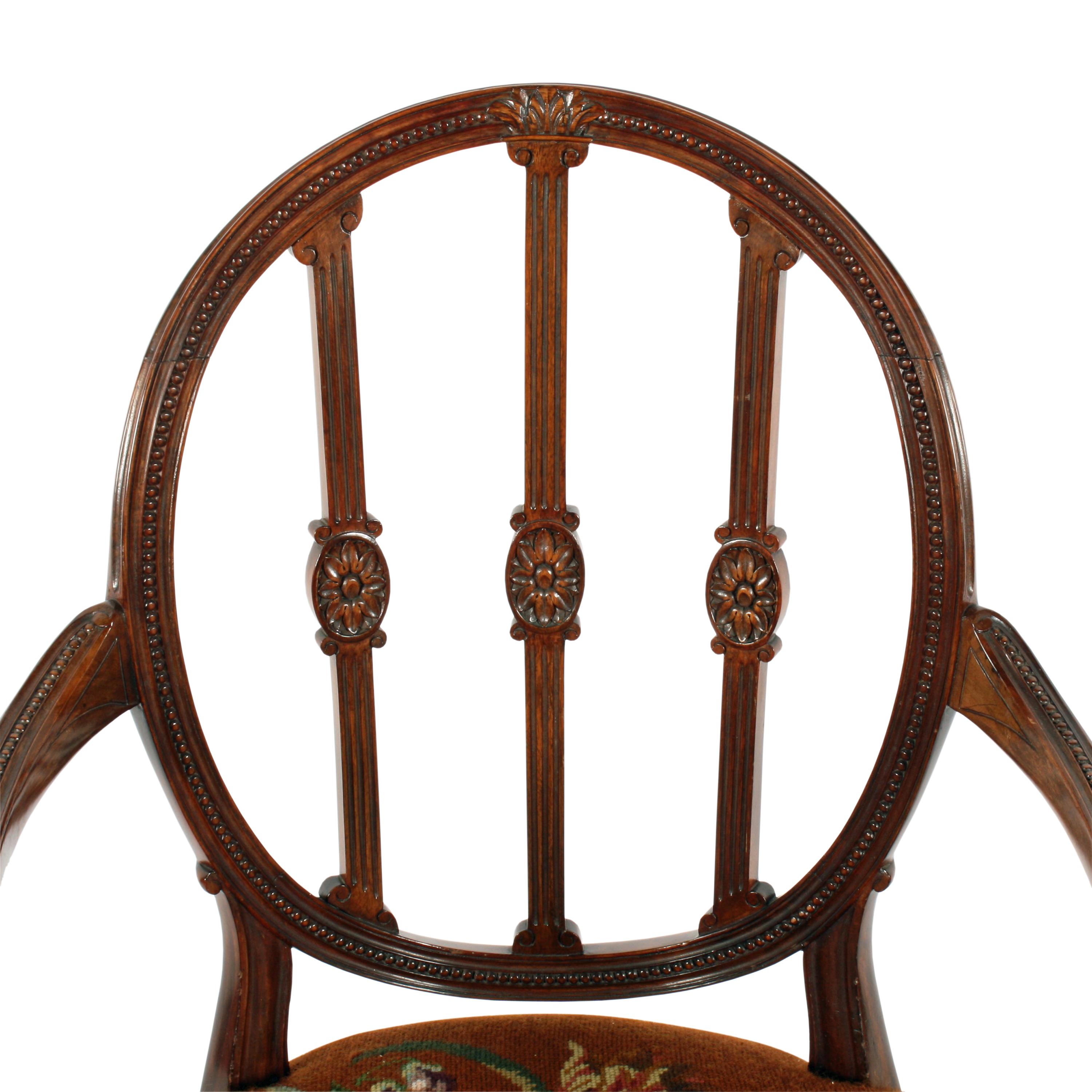 20th Century Hepplewhite Design Georgian Mahogany Elbow Chair In Good Condition For Sale In Newcastle Upon Tyne, GB