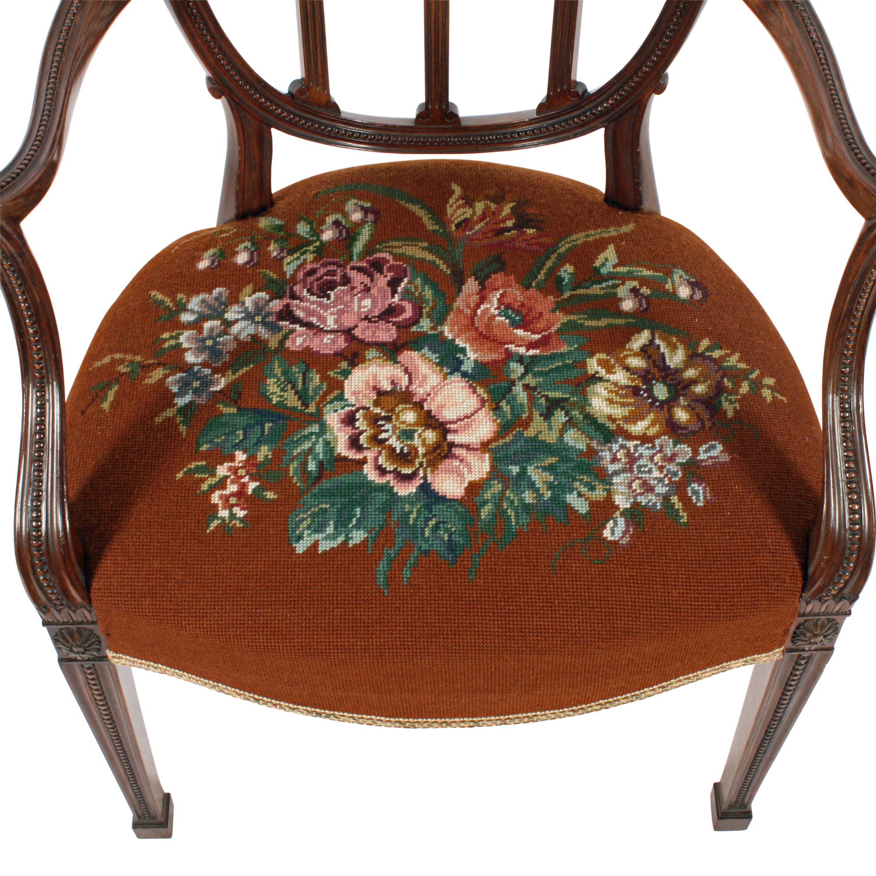Early 20th Century 20th Century Hepplewhite Design Georgian Mahogany Elbow Chair For Sale