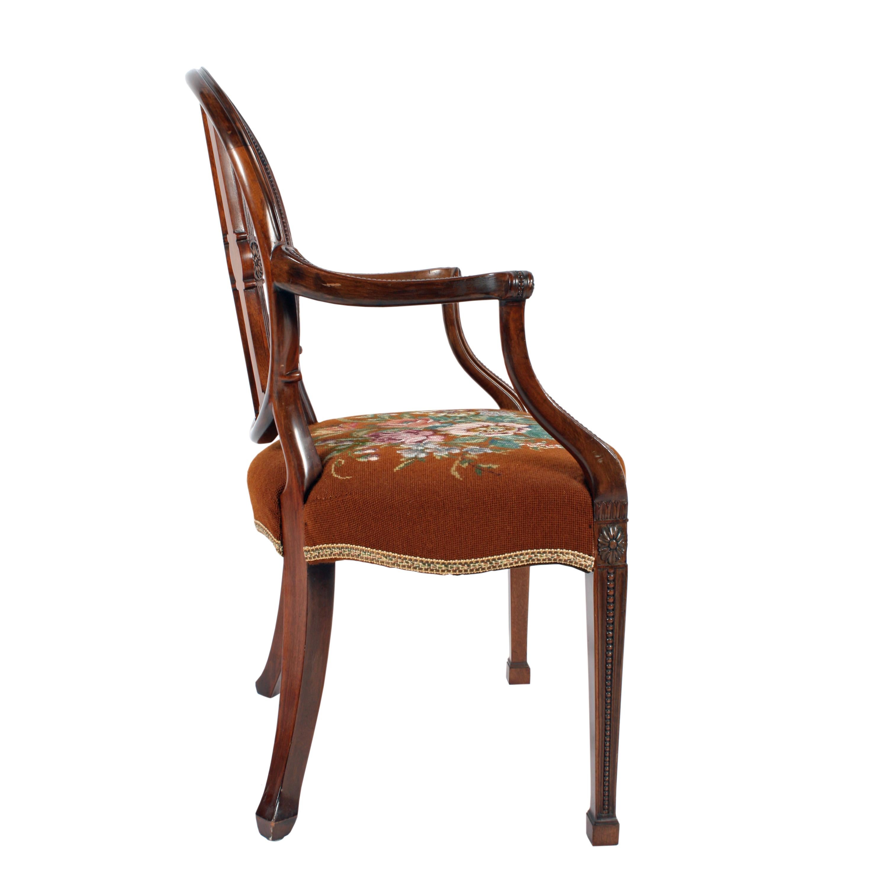 20th Century Hepplewhite Design Georgian Mahogany Elbow Chair For Sale 2
