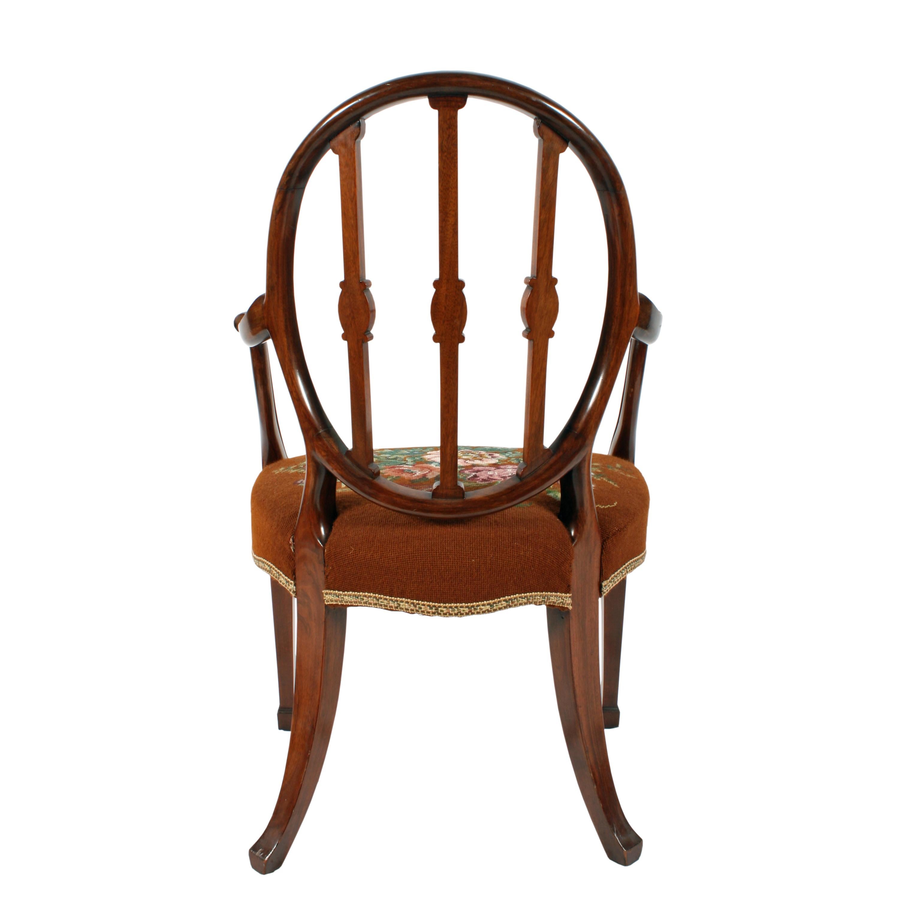 20th Century Hepplewhite Design Georgian Mahogany Elbow Chair For Sale 3