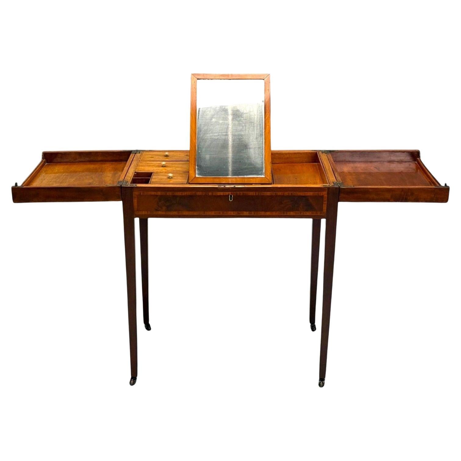 Hepplewhite Dressing Table or Vanity, England, Early 19th C. Mahogany, Refinish For Sale