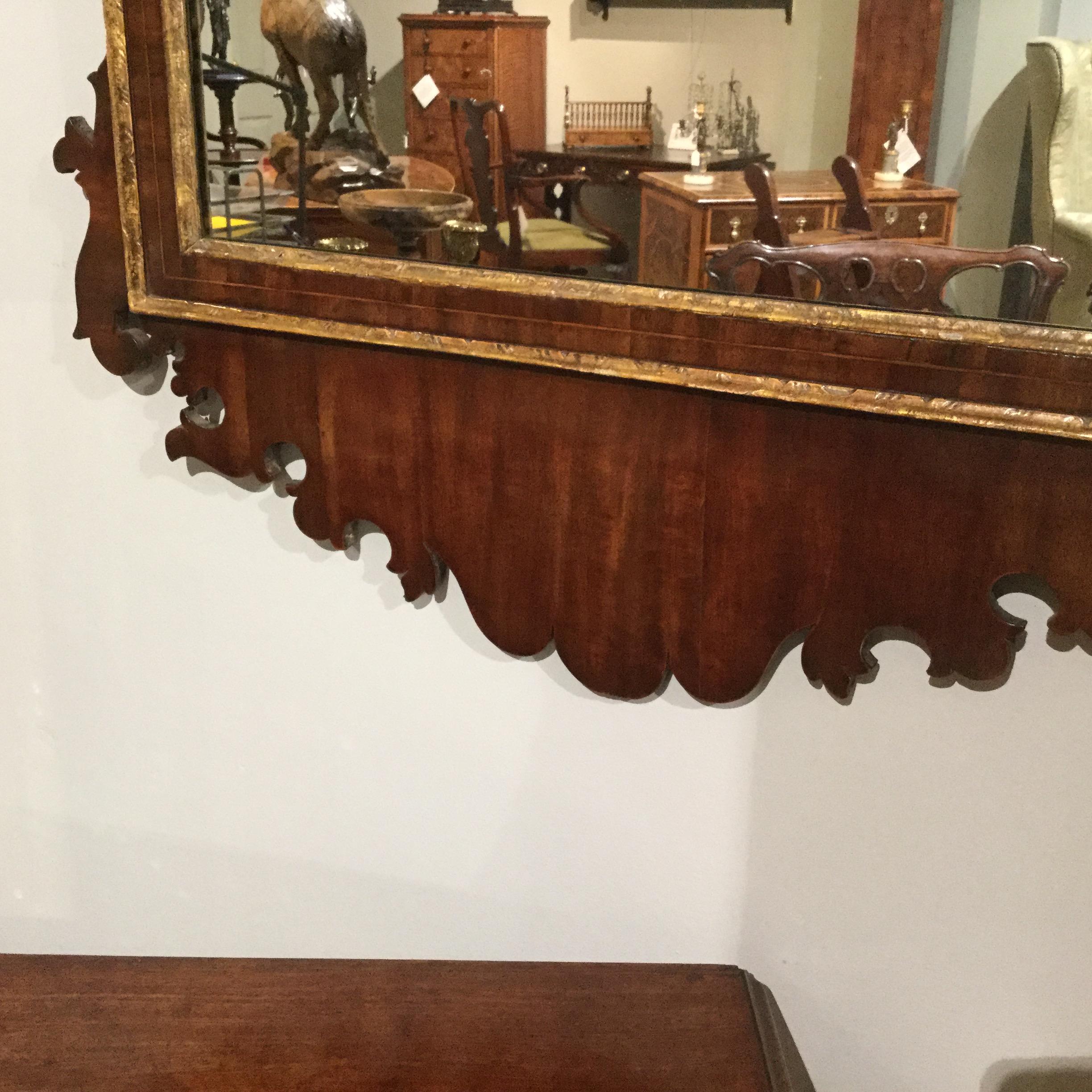 Hepplewhite Federal Mahogany and Gilt Mirror Made by George F. of New York For Sale 1