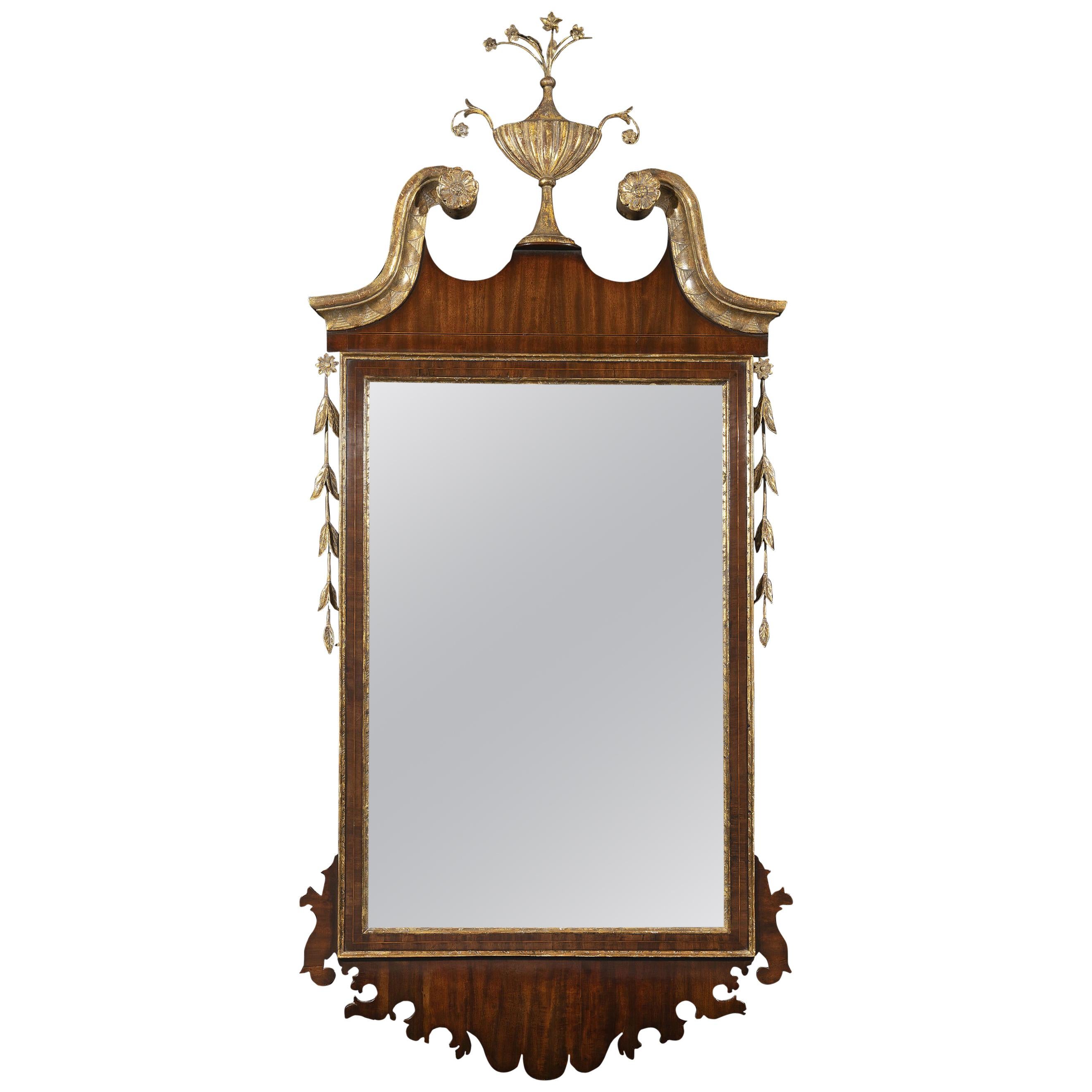 Hepplewhite Federal Mahogany and Gilt Mirror Made by George F. of New York For Sale