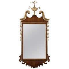 Antique Hepplewhite Federal Mahogany and Gilt Mirror Made by George F. of New York