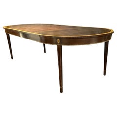 Hepplewhite Federal Style Mahogany Banded Inlaid Dining Table with Two Leaves