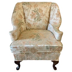 Hepplewhite Grand Wingback Armchair Newly Upholstered in Scalamandre Fabric
