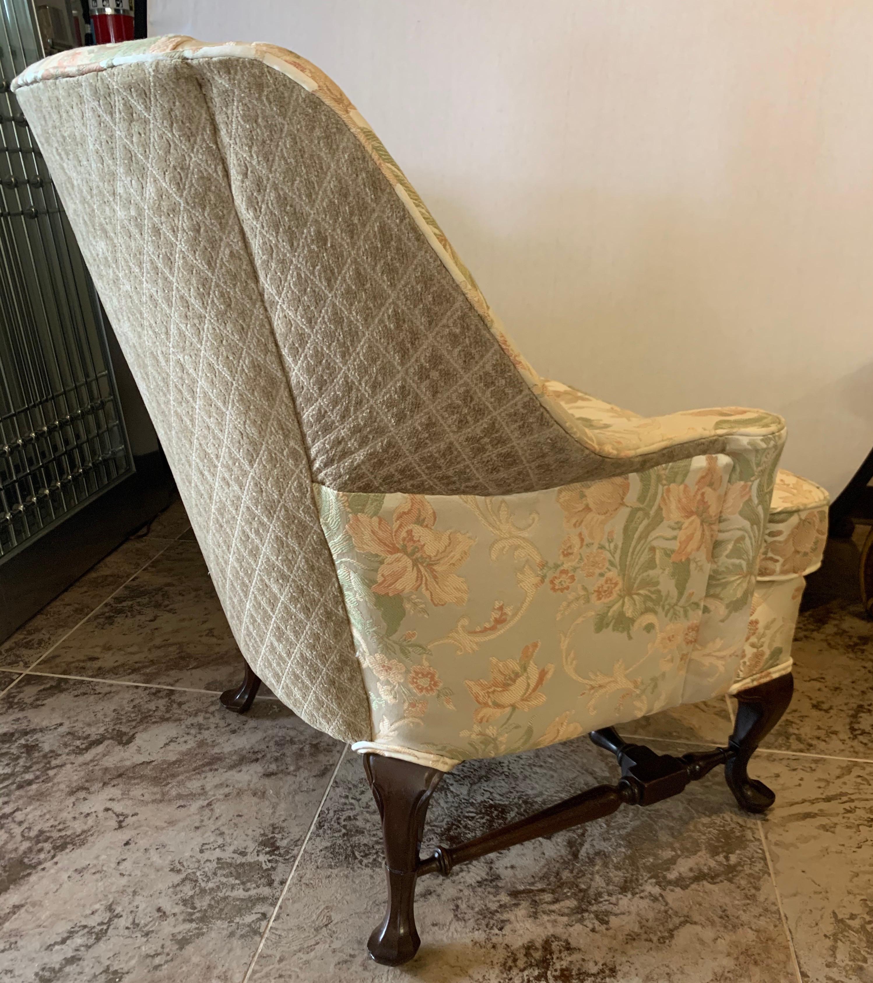 Hepplewhite Grand Wingback Armchair Newly Upholstered in Scalamandre Fabric 8