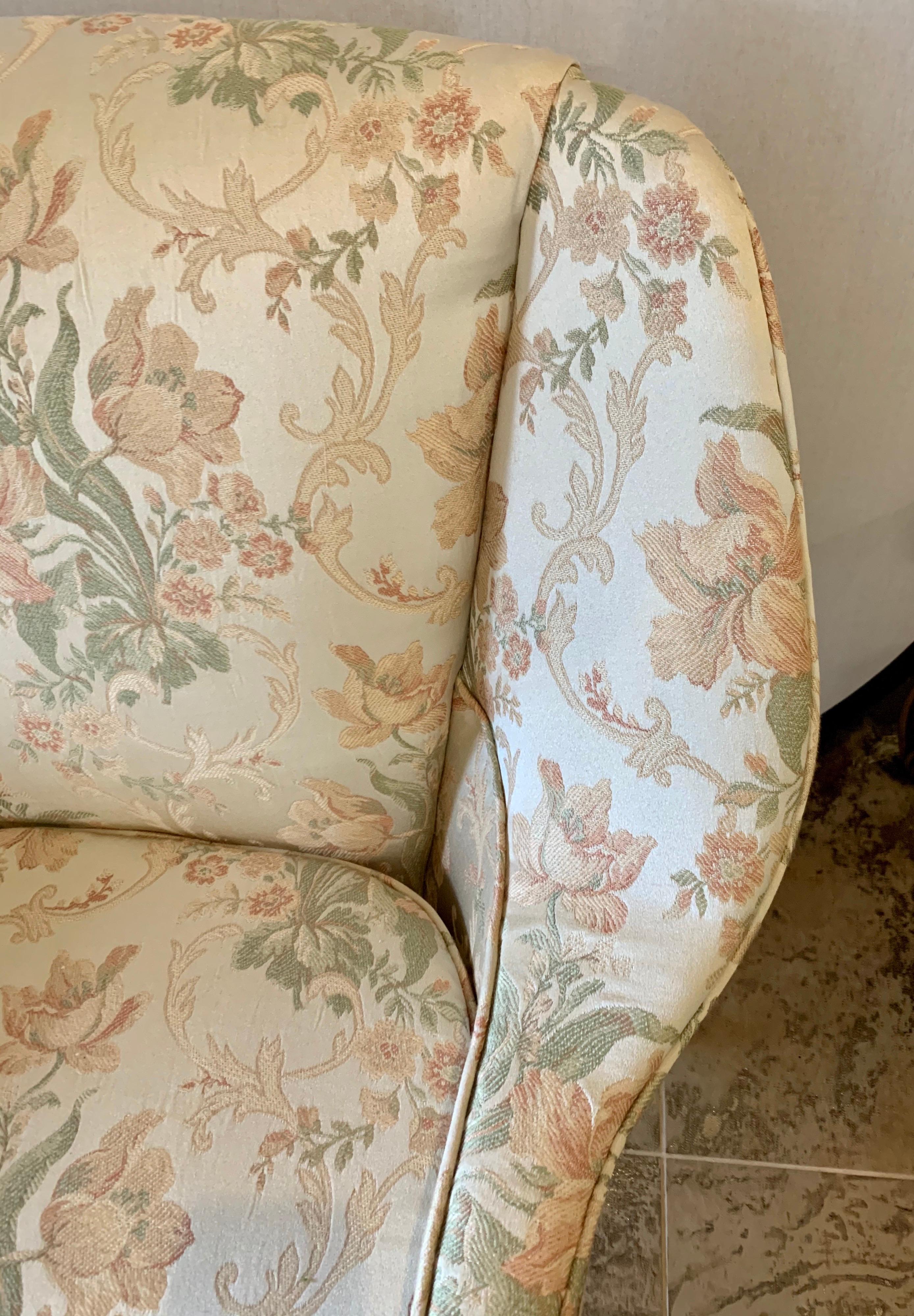 American Hepplewhite Grand Wingback Armchair Newly Upholstered in Scalamandre Fabric