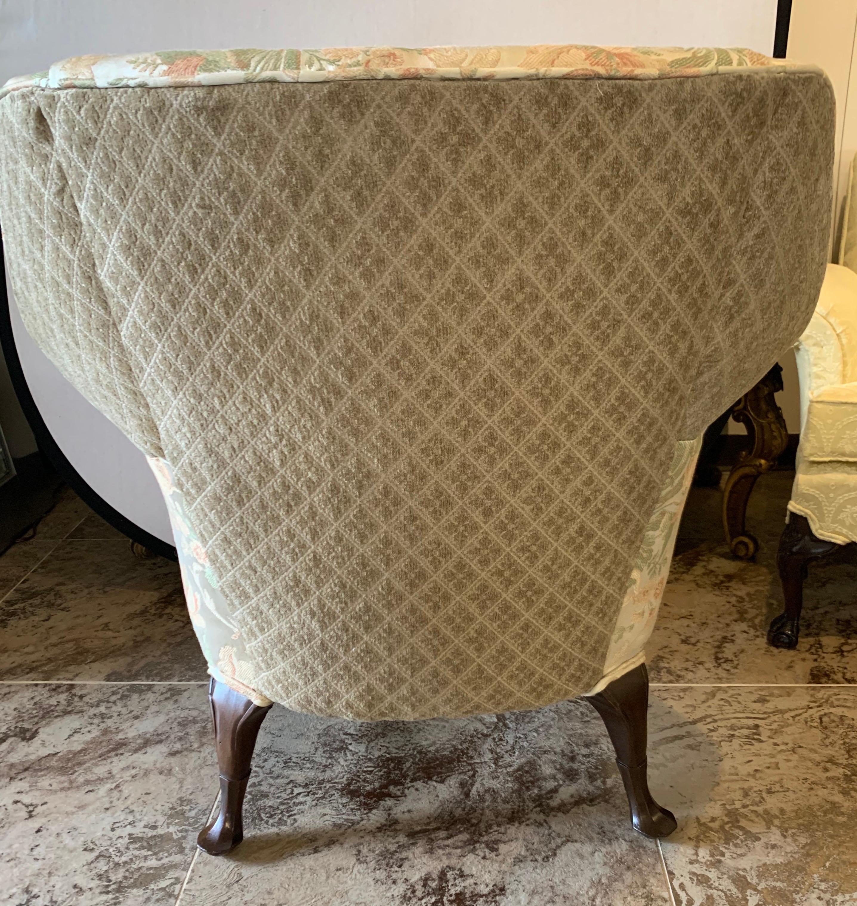 Hepplewhite Grand Wingback Armchair Newly Upholstered in Scalamandre Fabric 3