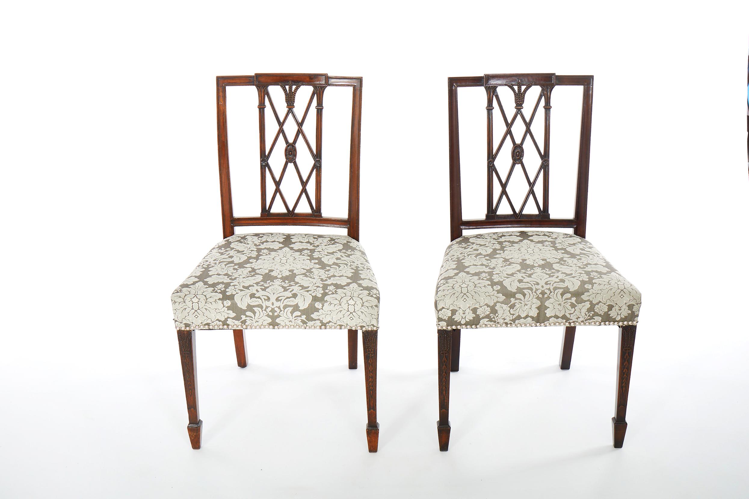 Hand-Carved Hepplewhite Hand Carved Mahogany Dining Chairs