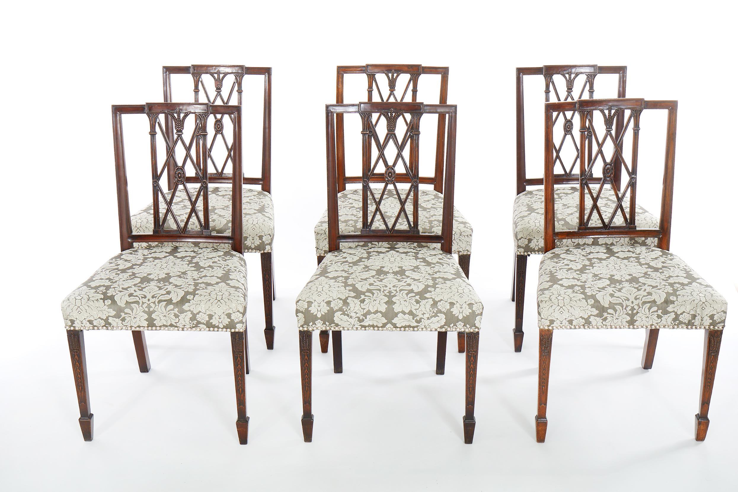 Hepplewhite Hand Carved Mahogany Dining Chairs 3
