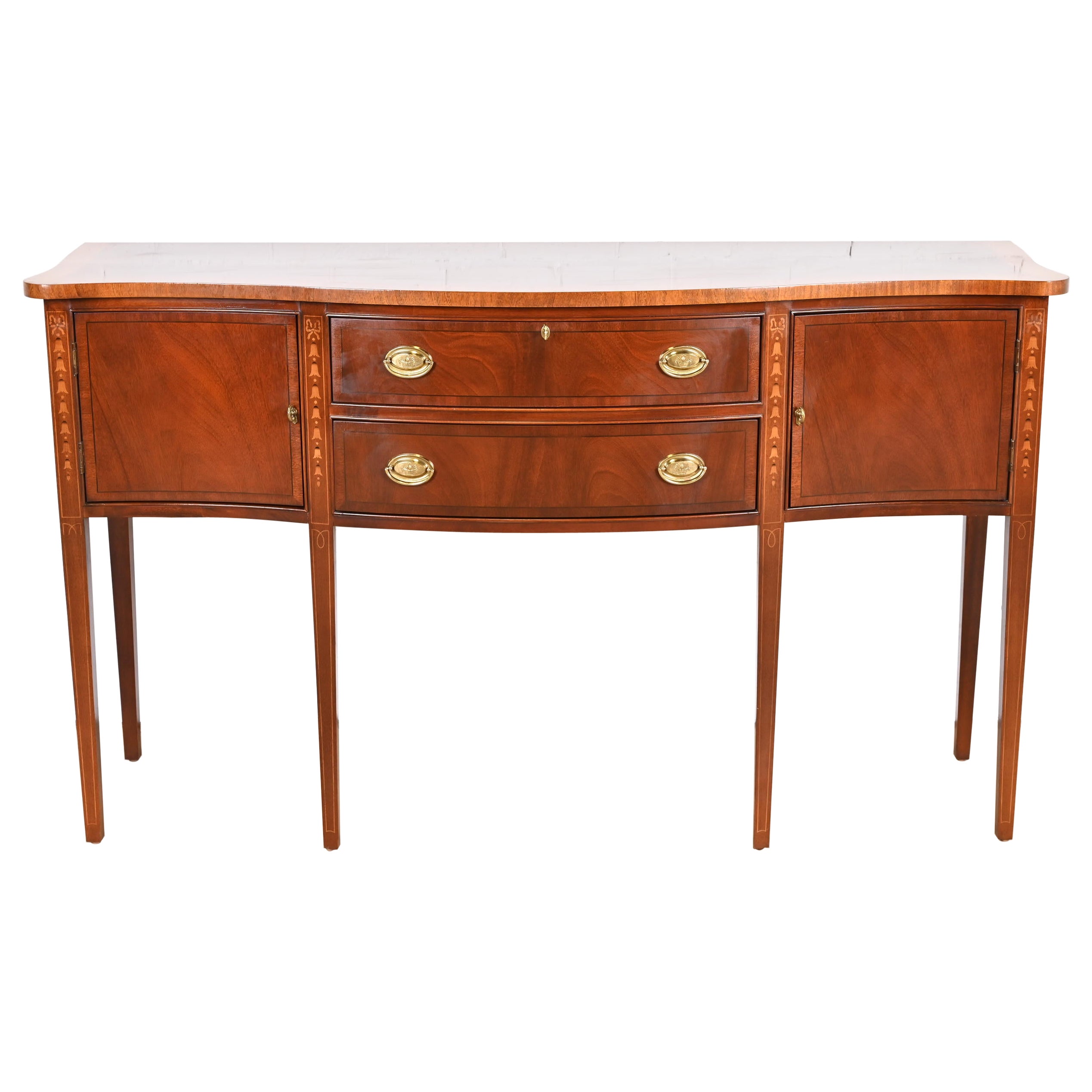 Hepplewhite Inlaid Mahogany Serpentine Front Sideboard Credenza