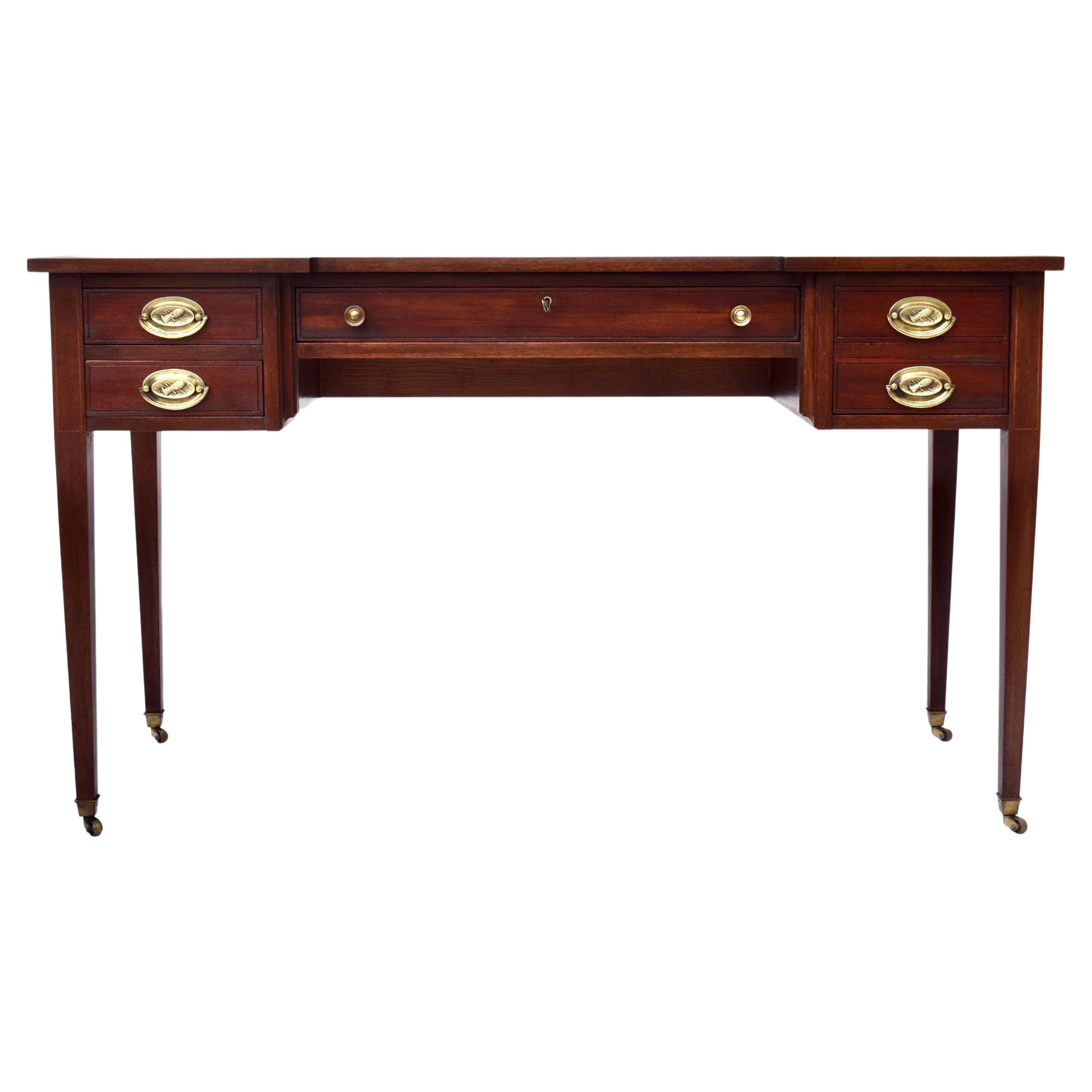 Hepplewhite Mahogany Five Drawer Writing Table For Sale