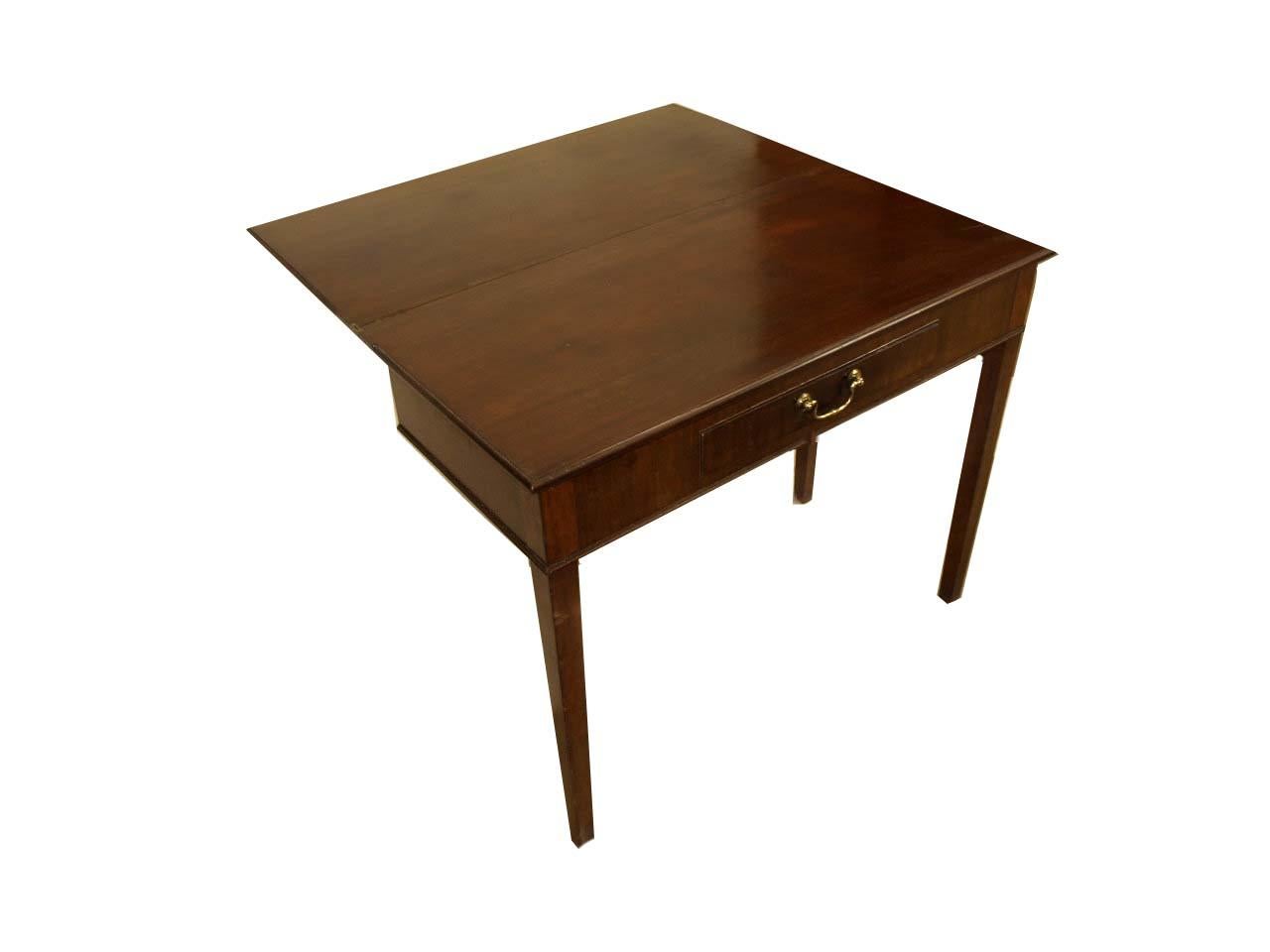 Brass Hepplewhite Mahogany Game Table For Sale
