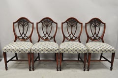 Hepplewhite Mahogany Prince of Wales Plume Shield Back Dining Chairs, Set of 6