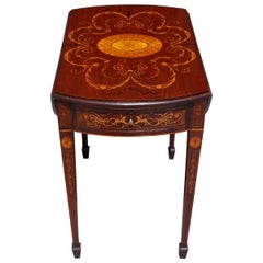 English Hepplewhite Mahogany Satinwood Inlaid One-Drawer Pembroke Table, C. 1760