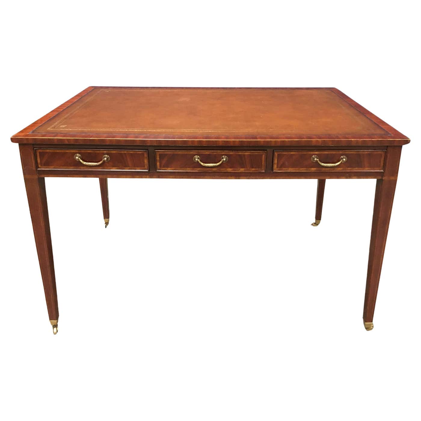 Library Writing Desk Hepplewhite Mahogany Writing Desk by Leighton Hall For Sale at 1stDibs