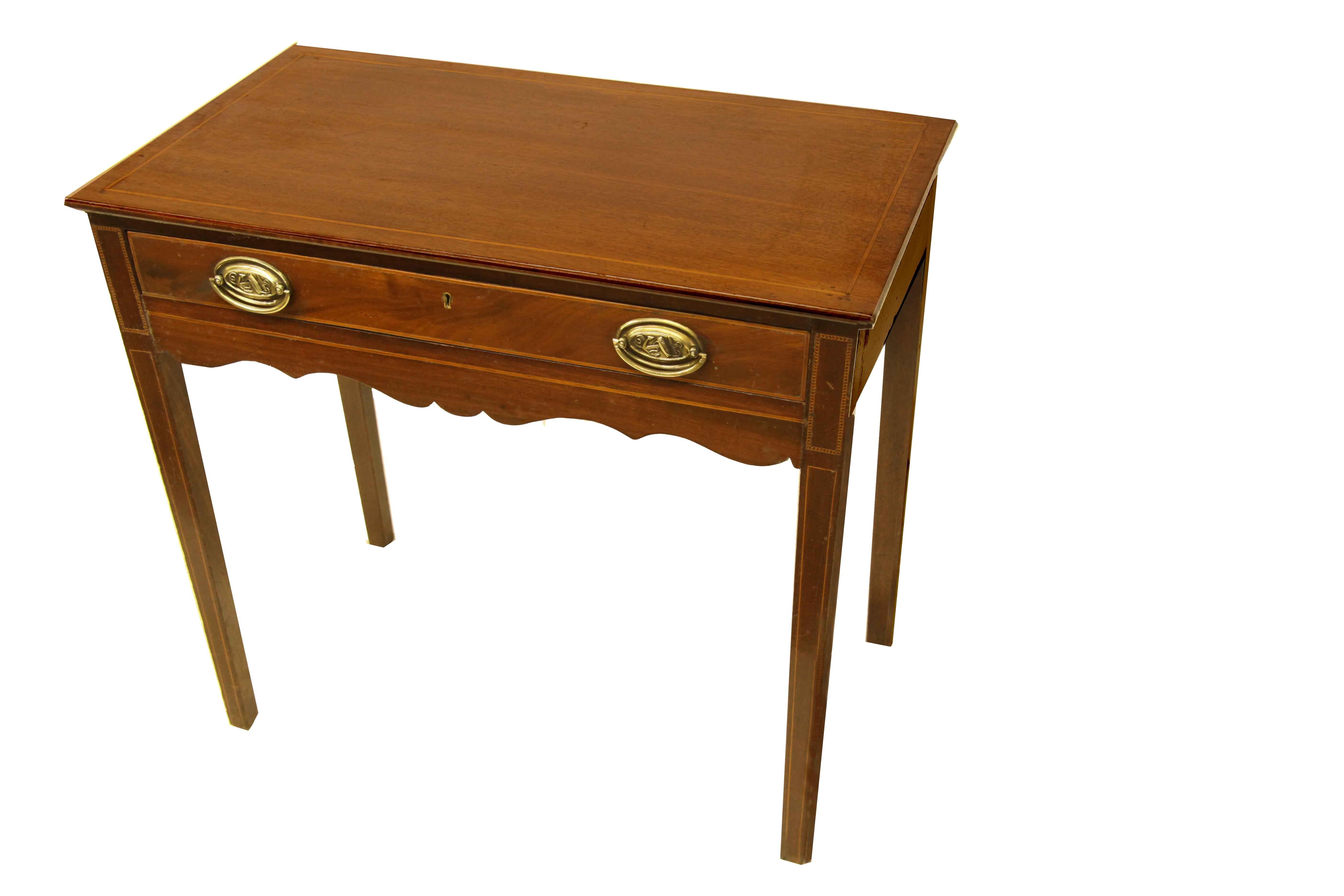 Inlay Hepplewhite One Drawer Table For Sale