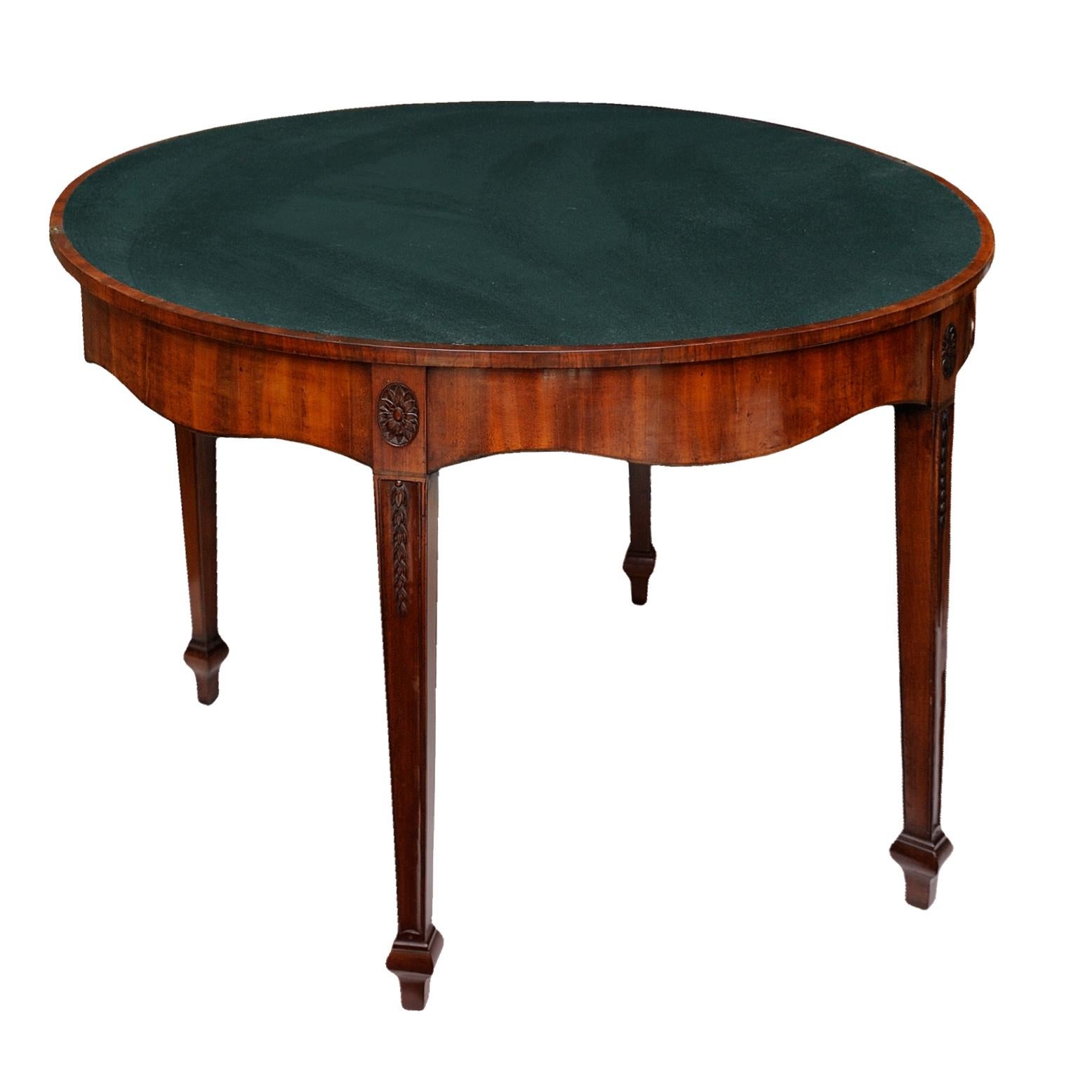 Hepplewhite Period Adam Style Mahogany ​Demilune Card Table, circa 1780 In Good Condition For Sale In Tetbury, Gloucestershire