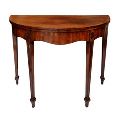 Antique Hepplewhite Period Adam Style Mahogany ​Demilune Card Table, circa 1780