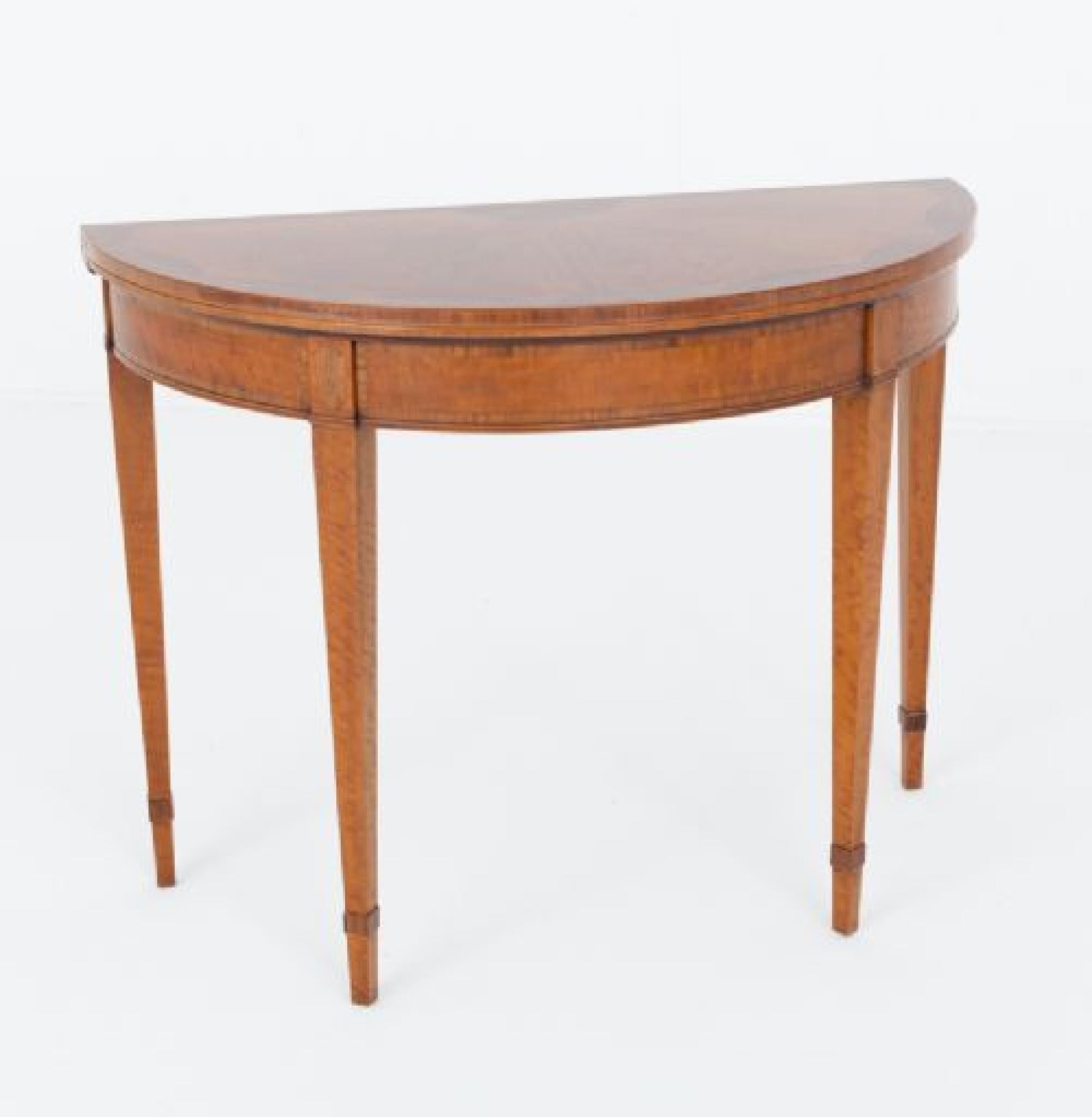 Hepplewhite Revival Kartenspieltisch Satinholz 1900 (Seidenholz) im Angebot
