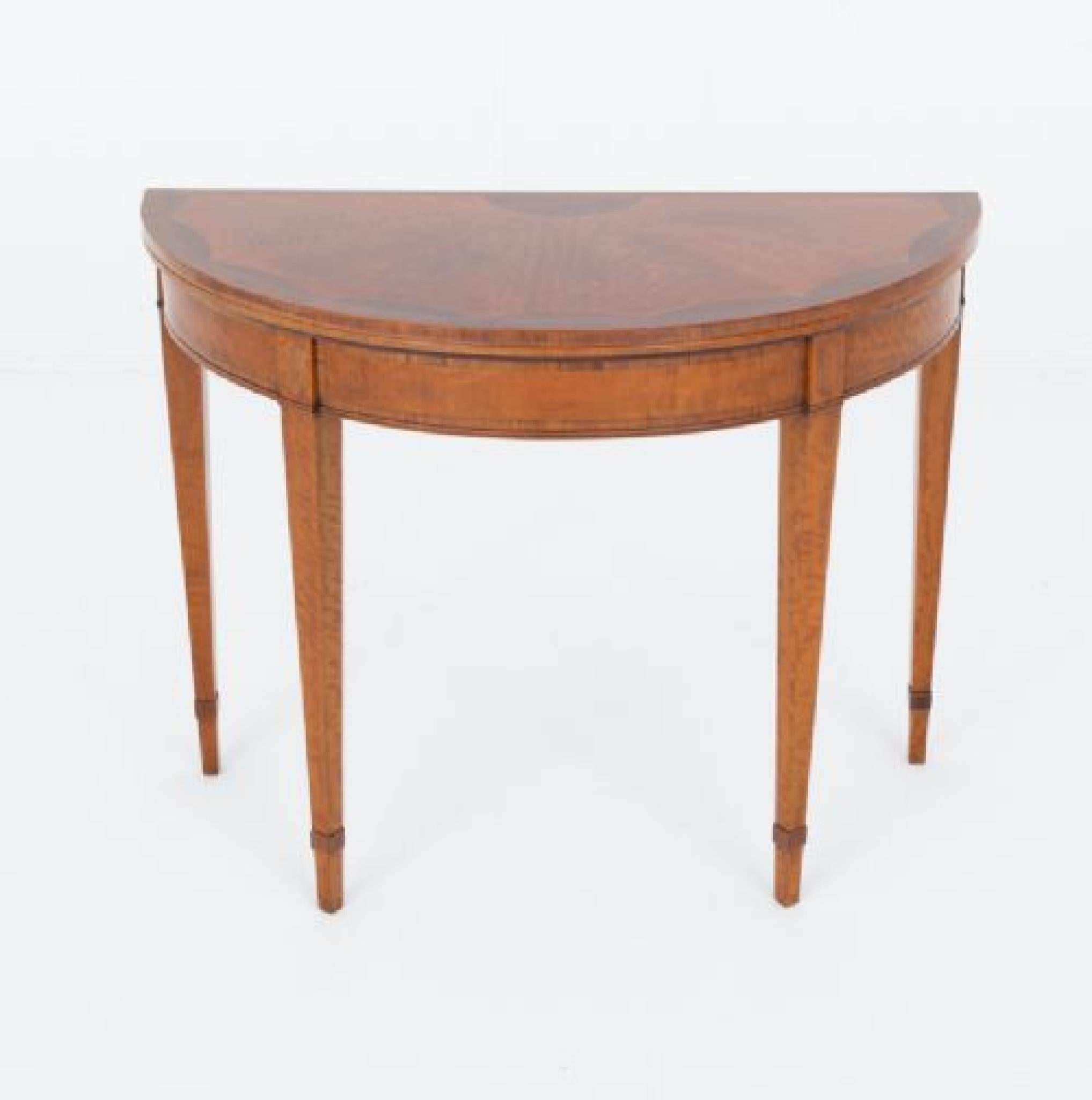 Hepplewhite Revival Kartenspieltisch Satinholz 1900 im Angebot 3