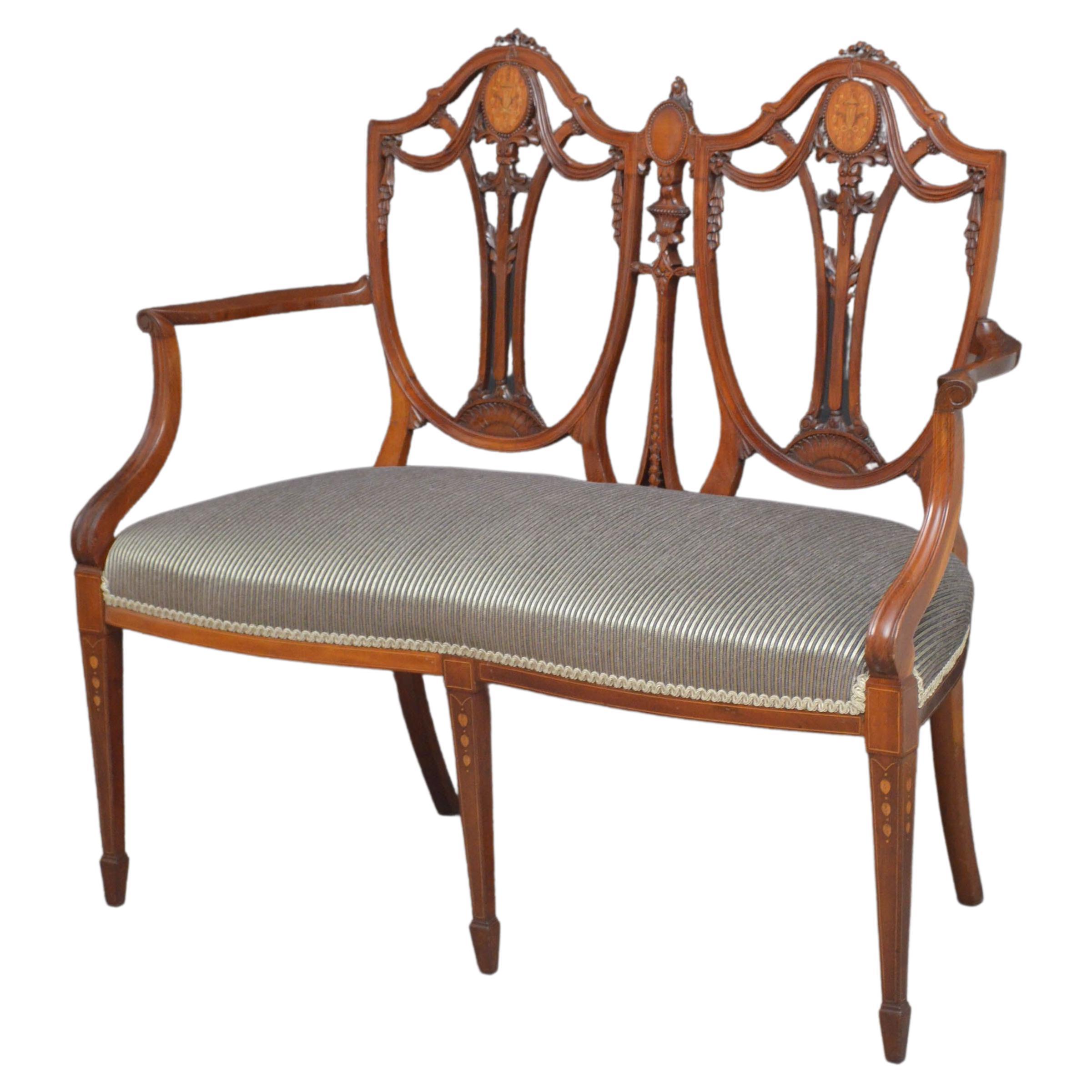 Hepplewhite Revival Mahogany Settee For Sale