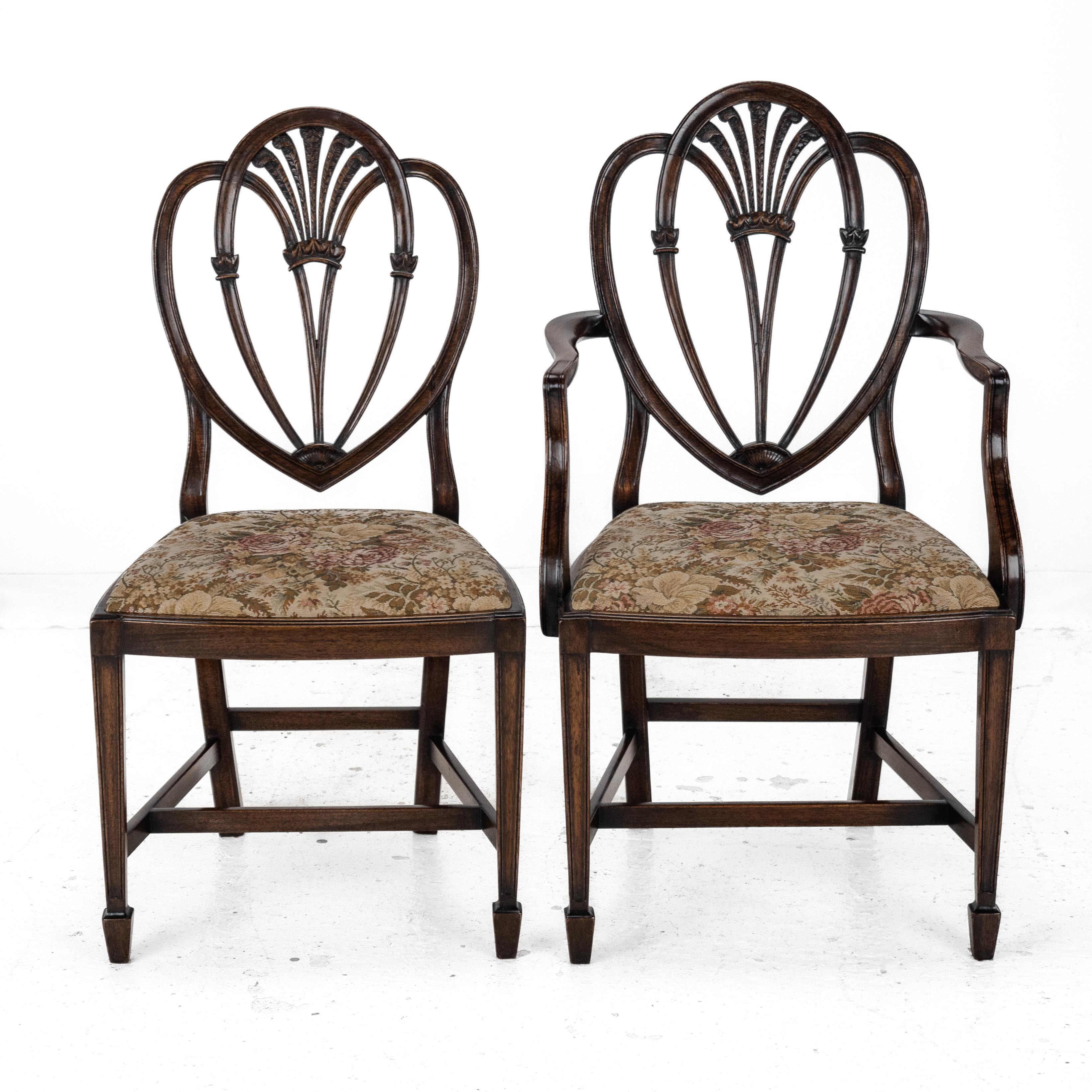 Hepplewhite Satz von 6 Mahagoni-Esszimmerstühlen Carver Armchairs c.19th Victorian im Angebot 6