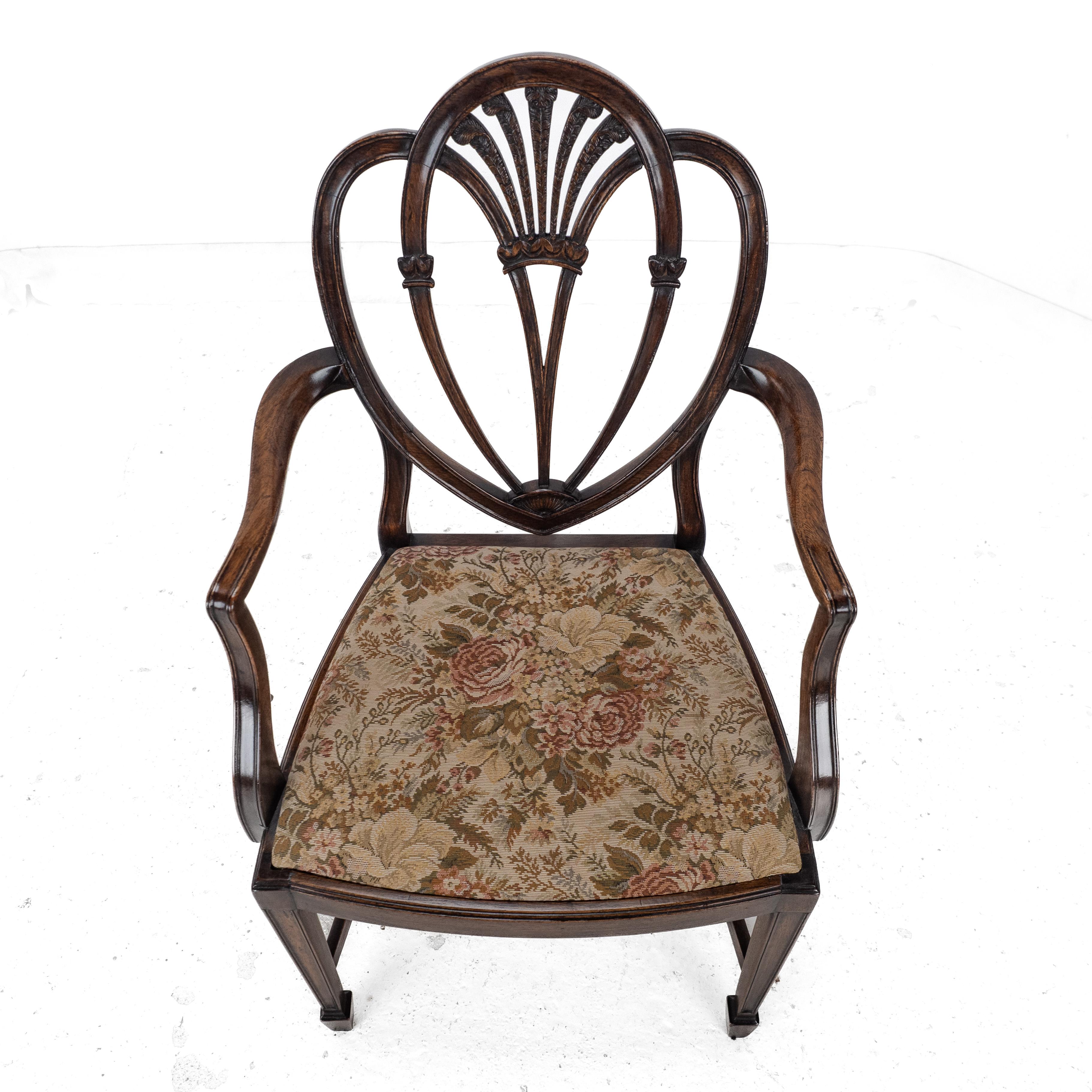 Hepplewhite Satz von 6 Mahagoni-Esszimmerstühlen Carver Armchairs c.19th Victorian im Angebot 8