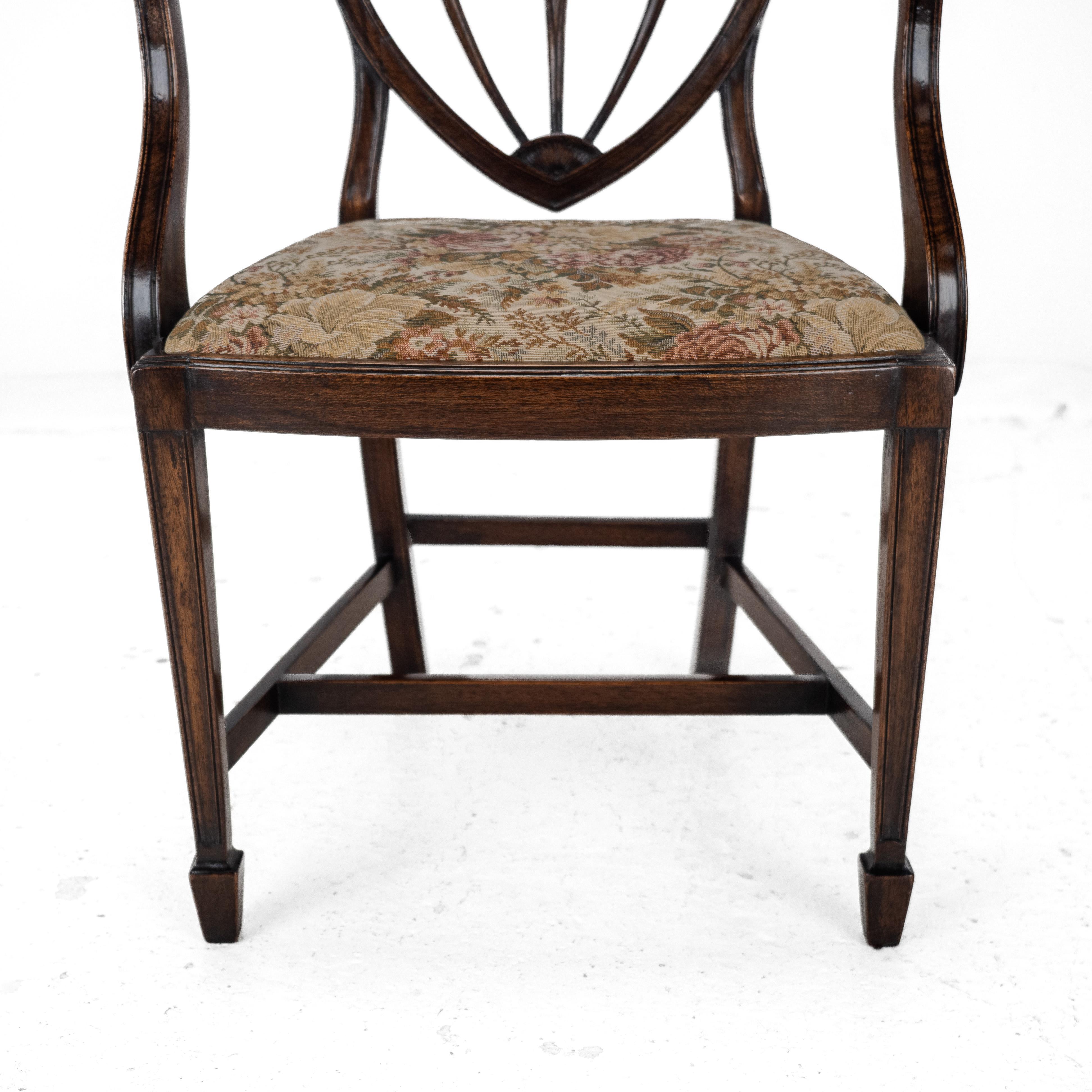 Hepplewhite Satz von 6 Mahagoni-Esszimmerstühlen Carver Armchairs c.19th Victorian im Angebot 10