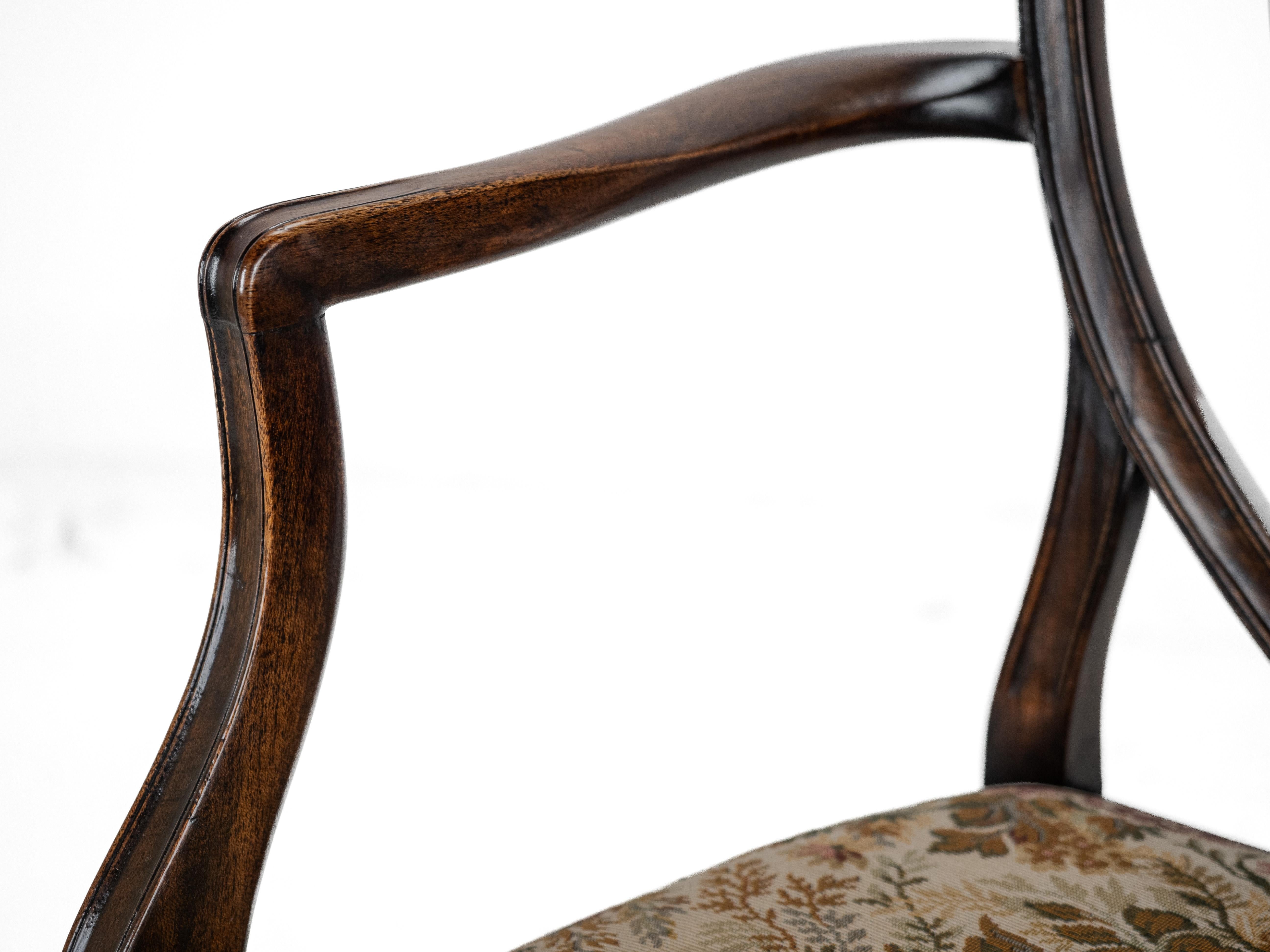 Hepplewhite Satz von 6 Mahagoni-Esszimmerstühlen Carver Armchairs c.19th Victorian im Angebot 12