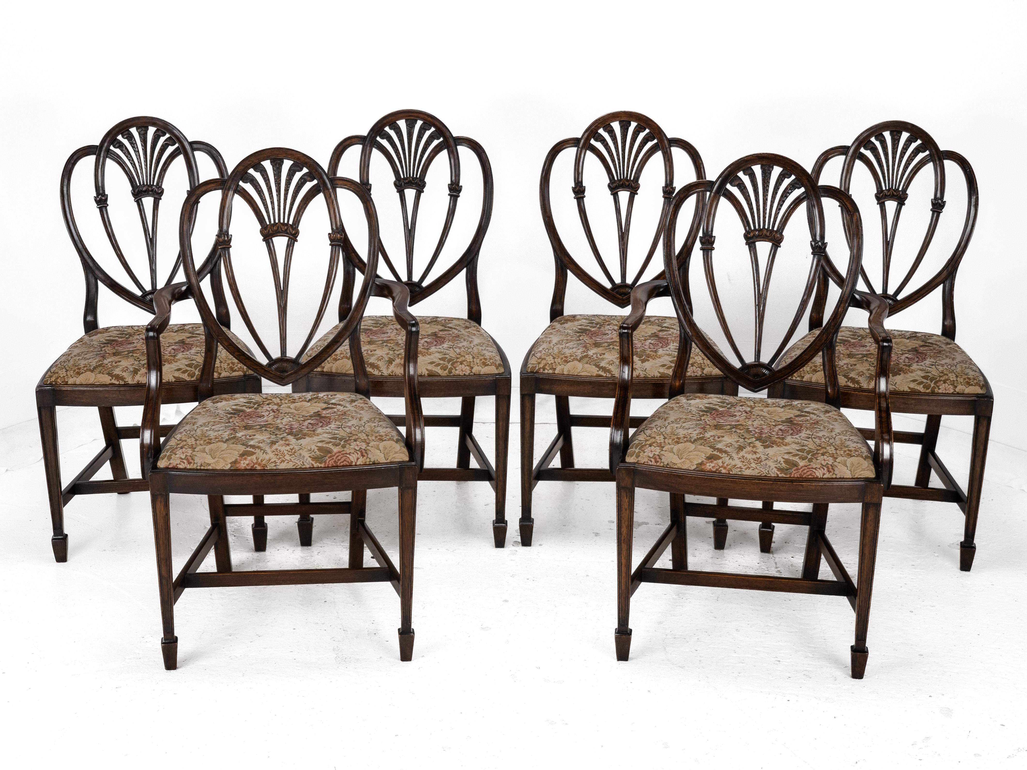 Hepplewhite Satz von 6 Mahagoni-Esszimmerstühlen Carver Armchairs c.19th Victorian im Angebot 13