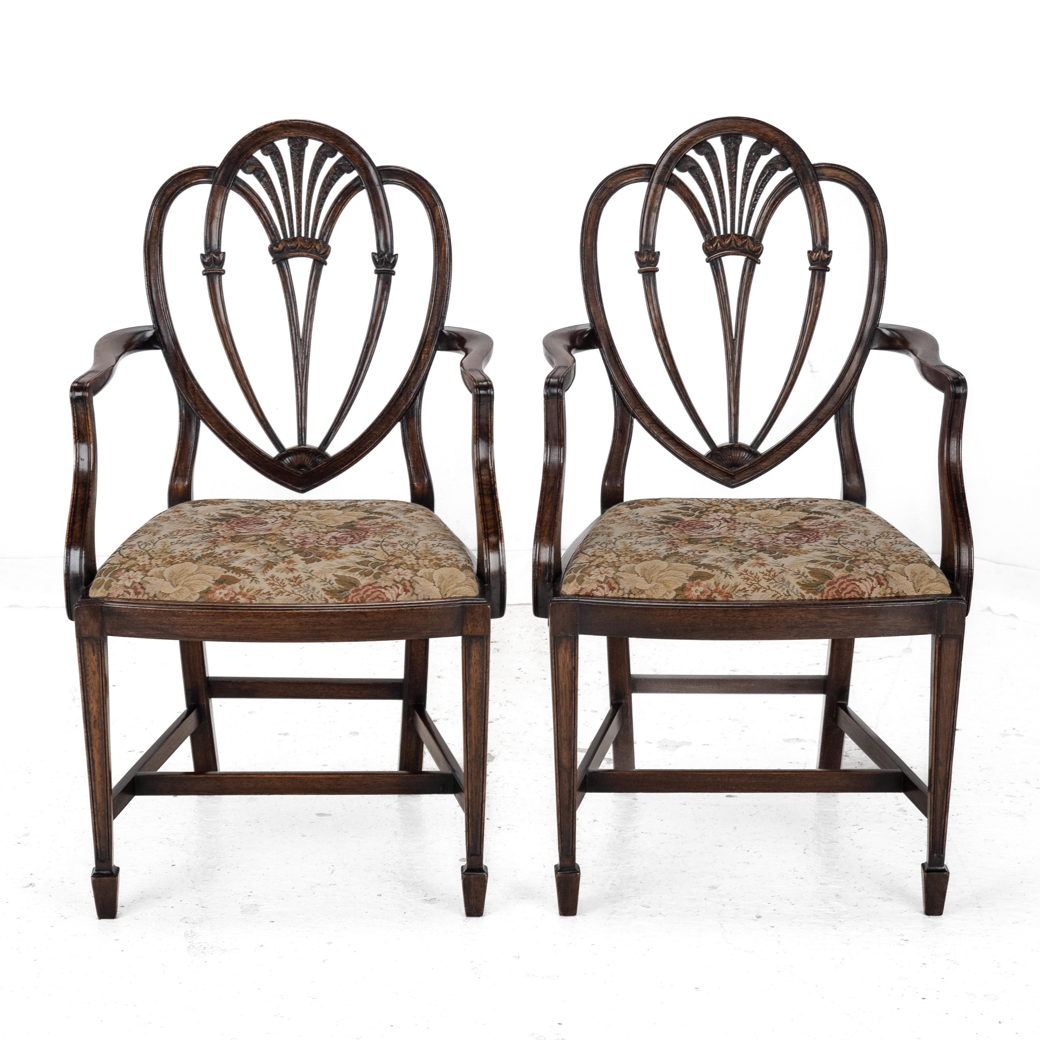 Hepplewhite Satz von 6 Mahagoni-Esszimmerstühlen Carver Armchairs c.19th Victorian im Angebot 2