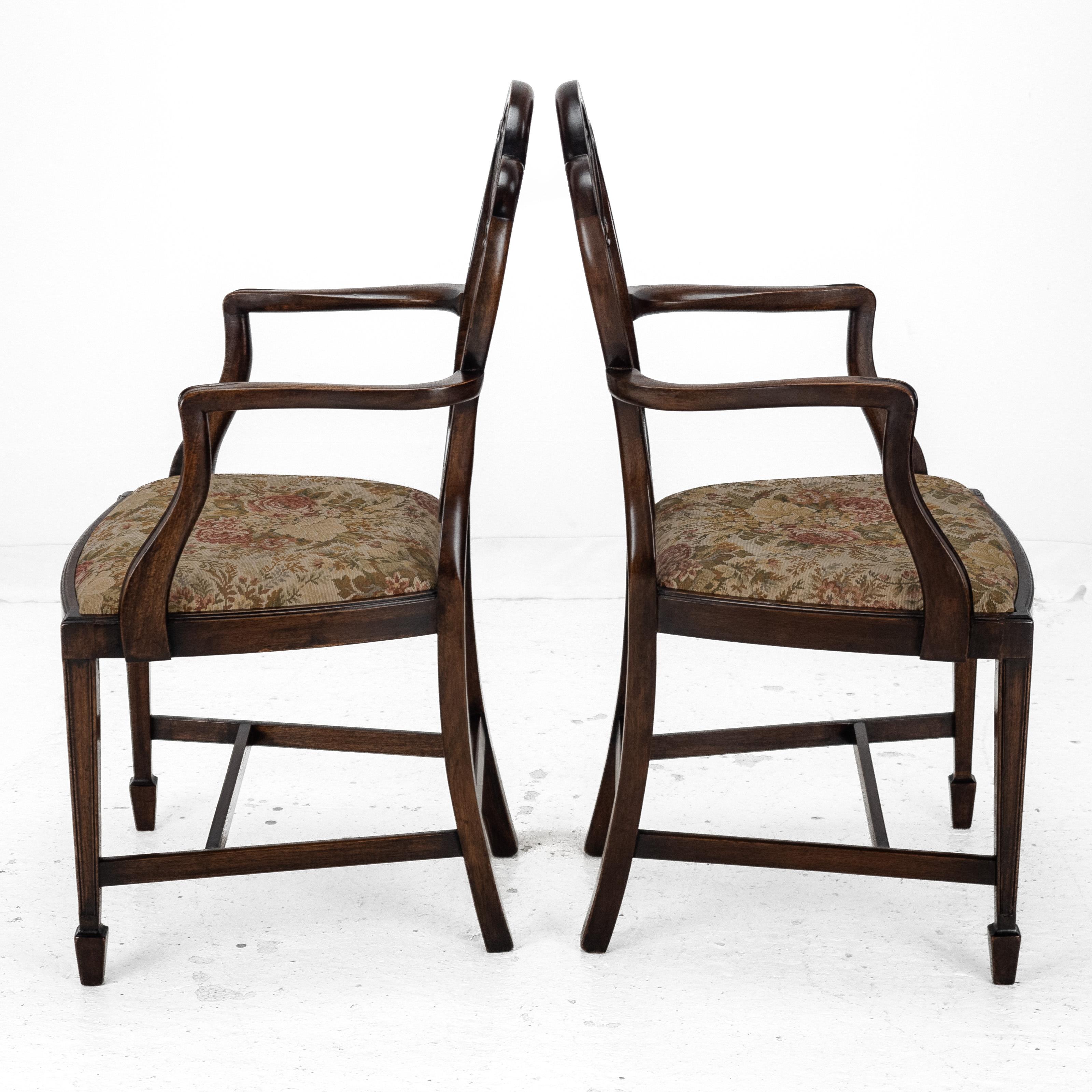 Hepplewhite Satz von 6 Mahagoni-Esszimmerstühlen Carver Armchairs c.19th Victorian im Angebot 3