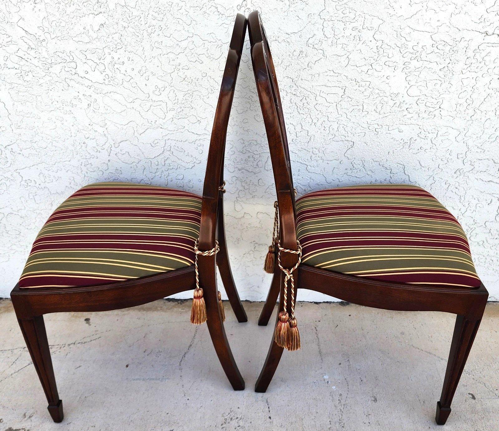 Hepplewhite Shield Back Mahogany Chairs Set of 6 In Good Condition For Sale In Lake Worth, FL