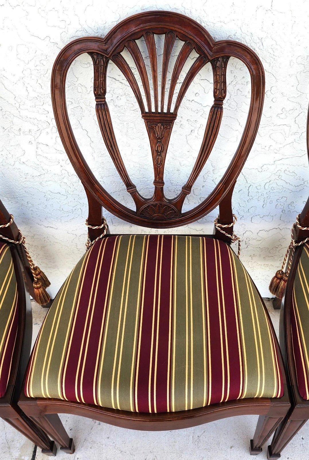Hepplewhite Shield Back Mahogany Chairs Set of 6 For Sale 1