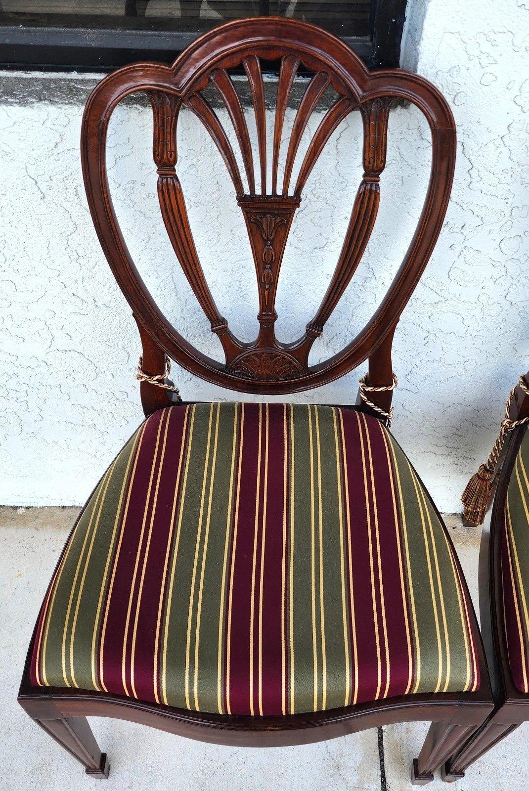 Hepplewhite Shield Back Mahogany Chairs Set of 6 For Sale 4